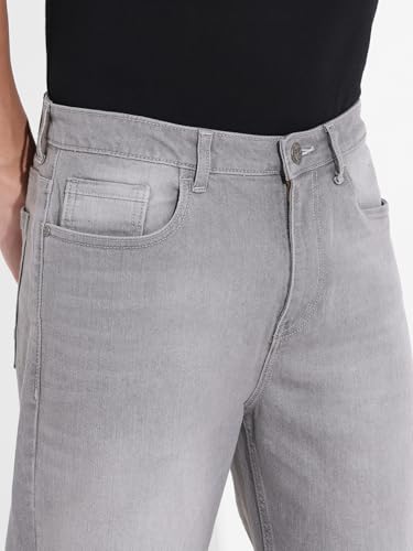 Image of The Indian Garage Co Men Slim Straight Fit Solid Mid-Rise Stretchable Jeans