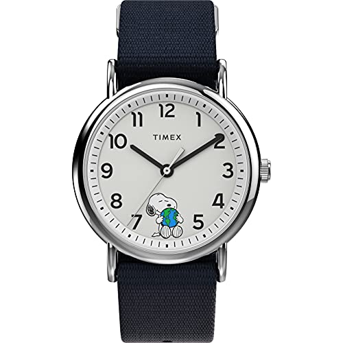 Timex Weekender 38mm Peanuts Quartz Fabric Strap, Black, 20 Casual Watch (Model: TW2V07000WX)