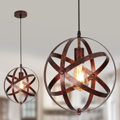 DELIPOP Suspension Luminaire Industrielle Vintage, E27 Lustre Salle à Manger Design Cage Métal, Lampe Plafonnier avec Câble Ajustable pour Chambre Salon...