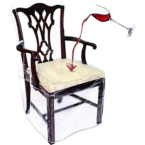LAMINET Heavy-Duty Crystal-Clear Dining Chair with Arms Protectors - Protects All-Over from Dust, Dirt, Spills, Pet Hair/Dander, Paws and Claws! Fits Up to 41”BH x 20" FH x 20”W x 22" D (Set of 2) Cover