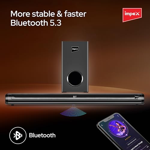Image of Impex Soundbar with Subwoofer | 140 Watts Bluetooth Speaker with 6.5 inch Subwoofer | Home Theatre | LED Display, Bluetooth v5.3, USB, AUX, Optical in, HDMI ARC, Connctivity | 1 Year Warranty