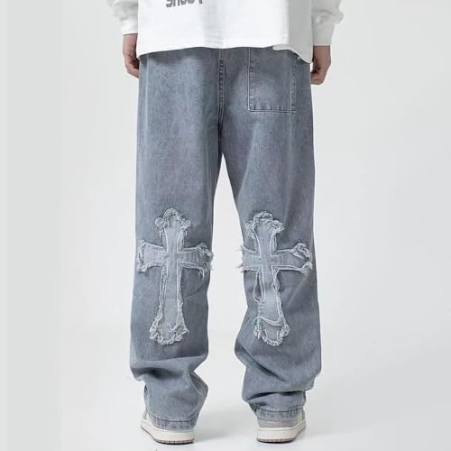 Trousers Cross Denim Pants Streetwear Hip Hop Low Rise Baggy Jeans for Men Korean Y2k Women Cargo Pants Punk Clothe4