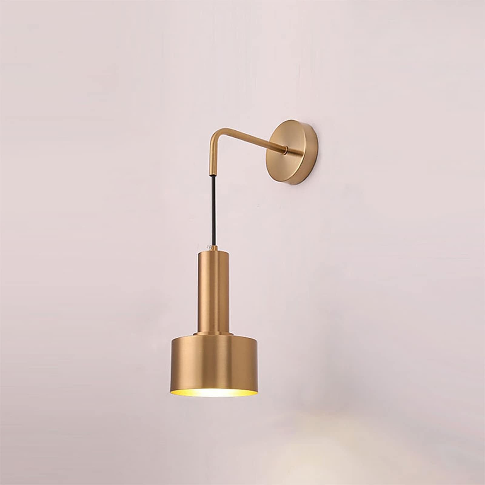 Widppsopt Nordic Style Wall Light E27 Metal Wall Mounted Pendant Light Adjustable Modern Simple Indoor Wall Lamp for Bedroom Bedside Lamps,White+Cool White-5W(Gold+Cool White)