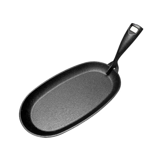 XIUsheUA Placa de hierro para filetes Plancha de hierro fundido 10,6 x,89 pulgadas, forma ovalada, for carne, for cocinar y asar carnes