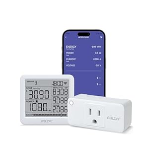 BALDR Wi-Fi Power Consumption Meter w/Smart Socket – Remote Power Monitoring, Power Meter w/Tariffs & Budget Alerts, Multi Meter Home Energy Monitor, Electricity Usage Monitor – 2.4GHZ Network Only