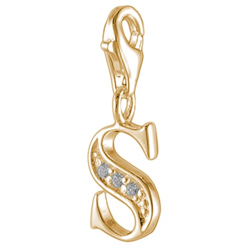 MELINA Damen-colgante colgantes letra S 925 de plata chapado en oro - 1801608