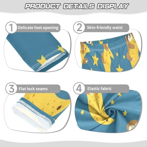 Bolaz Toddler Girls Leggings Printed Yoga Pants Leggings Sloth Moon Blue Background for Kids3