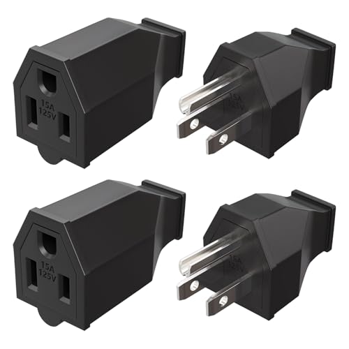 Tmyjfjingxi 2 Sets Extension Cord Repair Ends Male and Female 3 Prong Replacement Plug End Connector 125V 15A Straight Blade Electrical Plug YY034