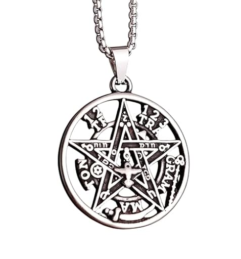 Only faith Collar Tetragramatón Para Hombre Amuleto de proteccíon, Acero Inoxidable, largo 60 cm, Cadena de 3 mm, Plateado (Tetragramatón Plateado) | Ya disponible en tu tienda friki favorita! En mundofriki.es!
