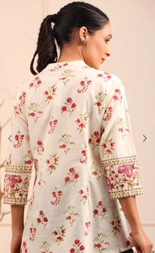 Image of Womens Cotton Printed Anarkali Short Top Kurti