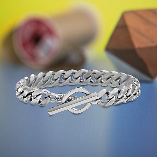 Nautica Square Toggle Clasp Stainless Steel Cuban Chain Bracelet for Men (Square)2