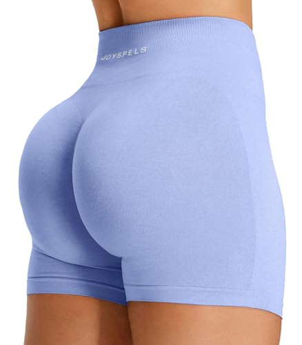 JOYSPELS Womens Seamless Gym Shorts High Waist Scrunch Bums Ruched Activewear Running Yoga Workout Booty Shorts for Women UK Hydrangea Purple XL