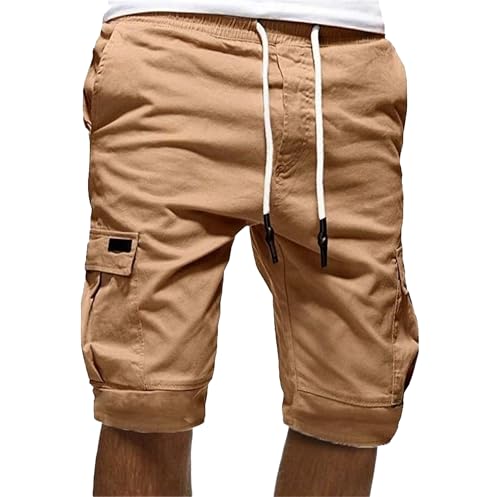 Bermudas cargo casual para hombre con cintura elástica miniatura 1