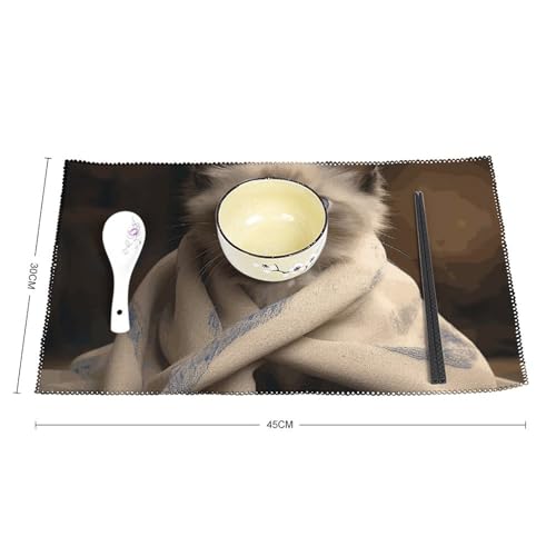 Set de table chat résistant chaleur toile lot de 6 infroissable - 3