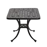 Luccalily Patio Side Table, Cast Aluminum Square Outdoor Coffee Table for Backyard Garden or Balcony