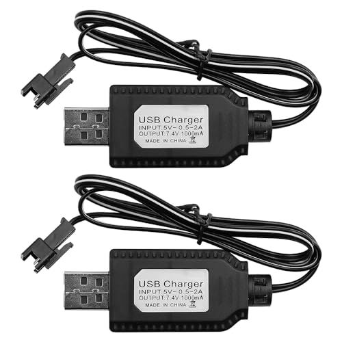 DollaTek 2PCS RC Car Charger 7.4V Lipo Battery Charger with SM-2P Port for 1/10 RC Car SCX24 Splatter Ball Gun FPV Drone Crawler Quadcopter