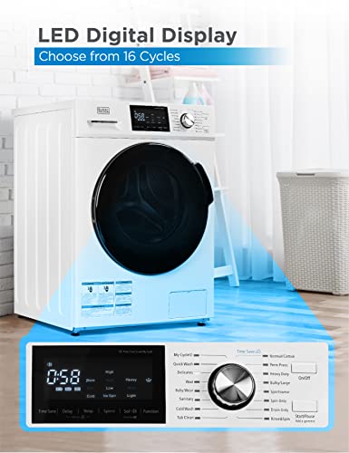 Black+Decker Front Load Washer, 2.7 Cu. Ft. Compact Washing Machine With Led Display & 16 Cycles & Bced37 Compact Dryer For Standard Wall Outlet, Small, 4 Modes, Load Volume 13.2 Lbs, White #TOP2