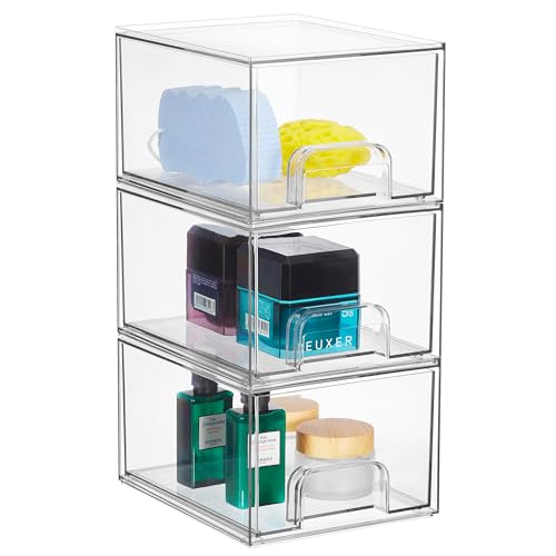 Syntus 3 Piece Set Stackable Makeup Organizers, 4.4” Tall Acrylic