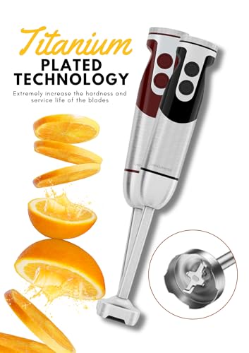MegaWise Pro Titanium Reinforced 5 in1 Immersion Hand Blender, Powerful with 80% Sharper Blades, 12 Speed Corded Blender, Including 500ml Chopper, 600ml Beaker, Whisk and Milk Frother image 5