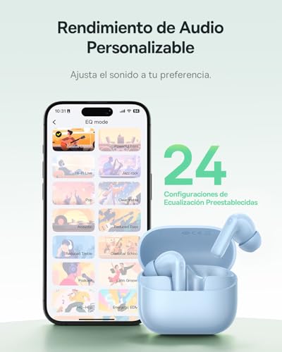 Baseus EP10 NC - Auriculares in-ear con cancelación de ruido, Bluetooth con -43 dB ANC, cancelación de ruido adaptativa, auriculares con 4 micrófonos KI llamada clara, IP55, 41H tiempo de reproducción - imagen 8