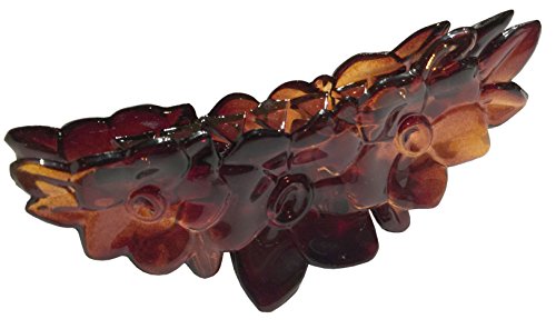 Parcelona French Clementine Flowers 3 1/2 Inch Small Celluloid Acetate Tortoise Shell Narrow Jaw Hair Claw Clip Clamp Clutcher for Fine Hair