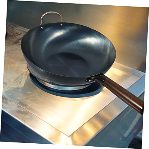 Wok multifuncional de hierro con mango de madera miniatura 7