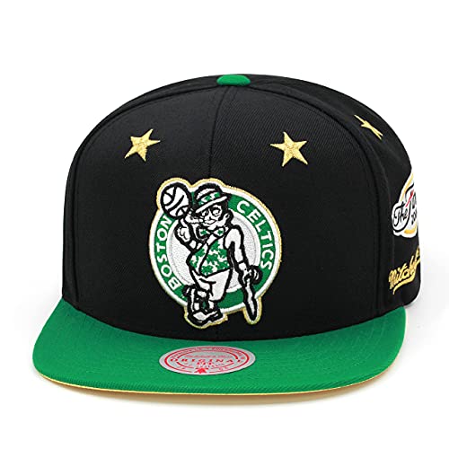 Mitchell & Ness Boston Celtics Snapback Hat - Kevin Garnett Hall of Fame Limited Edition Cap Black/Green/Gold/2008 NBA Finals Side Patch - Basketball Cap for Men