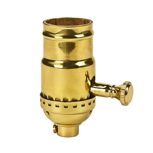 Brass 3-Terminal Light Socket - 2 Circuit Turn Knob Medium Base