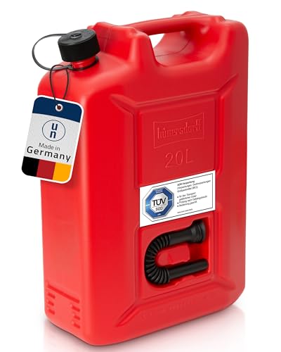 hünersdorff 802060 Kraftstoff-Kanister PROFI 20l für Benzin, Diesel und andere Gefahrgüter, UN-Zulassung, made in Germany, TÜV-geprüfter Produktion, rot