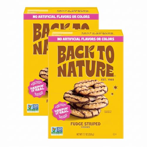 Back to Nature - Fudge Striped Cookies - Made with Ingredients like Wheat Flour - Vegan and Non-GMO - Seriously Tasty Snack - 7.7 Ounce (Pack of 2)