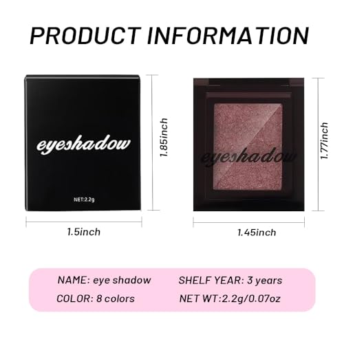 Image of WanTuoluo Sparkly Eyeshadow Palette for Women, Single Monochrome Eye Shadow Makeup, Shiny Pressed Cream Powder, Blendable Natural sombras para ojos, Holographic,Vegan,Travel (01-Glitter-Light Pink)