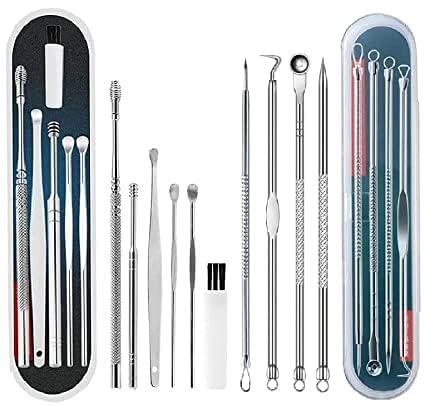 6Pcs Ear Pick Earwax Removal Kit and 4Pcs Blackhead Needle kit Ear Cleansing Tool Set,Curved Blackhead Needle Kit, Ear Curette with Blackhead Remover Comedone Extractor-image-39