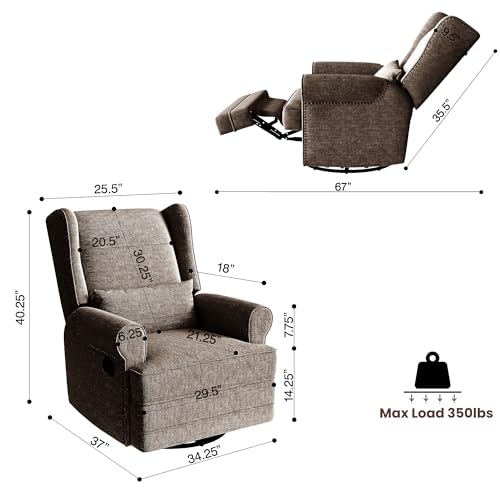 Sillón reclinable giratorio peluche Marrón miniatura 2