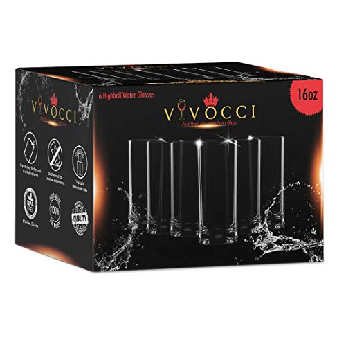 Vivocci Unbreakable Tritan Plastic Water Drinking Glasses 16 Oz | Ideal For Juice Beverages & Cocktails | Shatterproof Barware | Highball Tall Clear Cup Tumblers | Dishwasher Safe Drinkware | Set Of 6 #TOP1