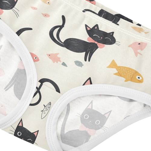 Wusikd Black Cats Fish Girls' Underwear Cotton Funny Girls Briefs Soft Toddler Underwear 2T4