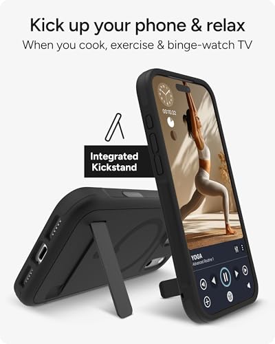 Image of ZAGG Sedona Snap Case with Kickstand for iPhone 17 Pro Max - Pitch Black, Drop Protection (13ft /4m), Multi-Layer Protection, with Camera Button, MagSafe Phone Case with Impact-Absorbing Bumpers