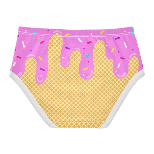Little Girls' Soft Cotton Underwear Kids Breathable Comfort Pink Ice Cream Panties Briefs Toddler2