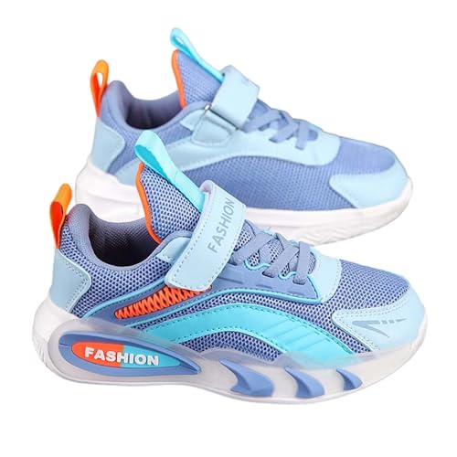 Zapatillas ligeras para niños con malla transpirable para deportes de ocio diarios, actividades al aire libre, cómodas zapatillas deportivas con suela suave, azul, 38 EU