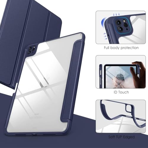 Image of LIRAMARK Smart Case for Apple iPad Pro 11 inch 2022 /2021 /2020 4th /3rd Generation [Auto Sleep /Wake Cover] [Pencil Holder] [Soft Flexible Case Cover] Evo Series - Dark Blue