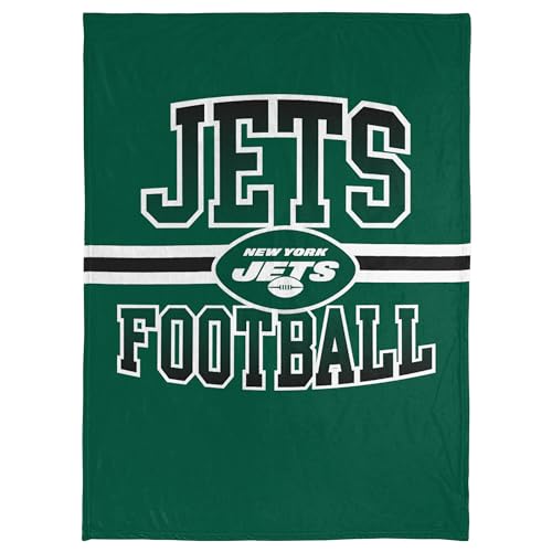 FOCO NFL Micro Raschel Plush Throw Blanket Stripe Logo 45 x 60 New York Jets