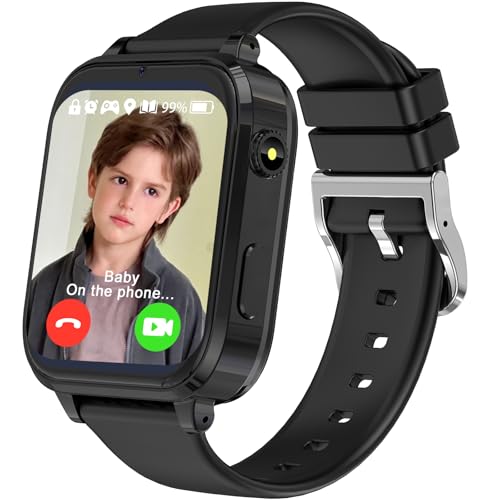 clleylise Montre Connectée Enfant, 4G IP68 Étanche Montre Telephone Enfant avec GPS, SOS, Appels, Appels Vidéo, Chat Vocal, Mode Classe, Lampe de Poche,...