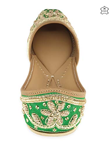 Image of Fulkari Women's Murraya Genuine Soft Leather Juttis | Bite and Pinch Free Jutis | Punjabi Jutti For Ladies | Bridal Ethnic Stylish Mojari Flats For Girls |