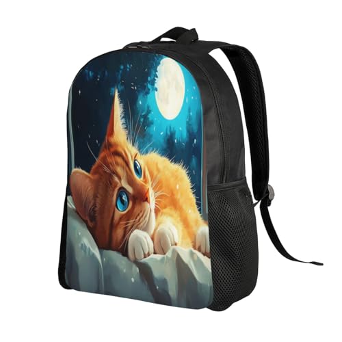 Waterproof Backpack Orange Tabby at Night 16Inch Unisex Backpack Gym Casual Daypack for Women Men Gift2