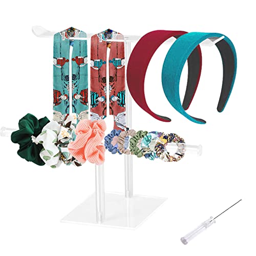 VAIAV Scrunchie Halter Haargummi Halter Acryl Schmuckständer Haarreifen Organizer Aufbewahrung T-Bar Display Halter für Mädchen Frauen Geschenk Cover