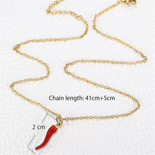 Dreuyet Italian Horn Necklace for Women Men Dainty 14K Gold Plated Cornicello Italian Red Horn Pepper Necklace Amulet Charm Necklaces Good Luck Pendant Talisman Protection Jewelry4