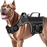 Dog Harness for Large Dogs Heavy Duty, No Pull Tactical Dog Harness with Molle System, Easy On and Off Service Dog Vest, Breathable Padded, Adjustable Reflective Pet Vest for Walking Hiking Training