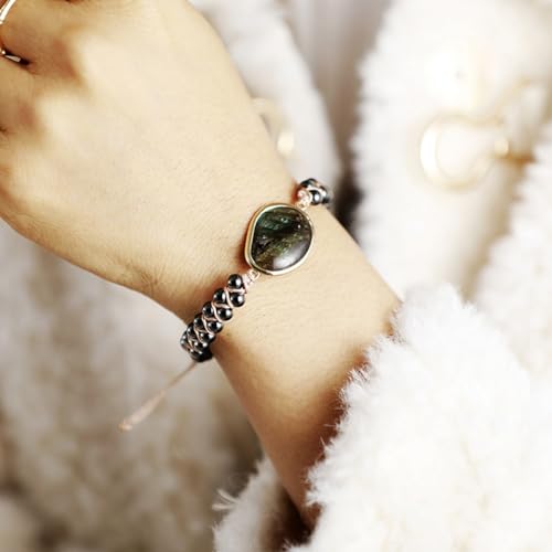 Image of Women Boho Wrap Bracelet,Handmade Natural Stone Crystal Emperor Beads Heart Bracelet, Fashion Bohemian Jewelry Gift for Women