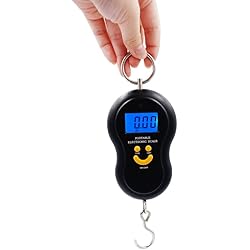 Básculas De Comida Bascula Equipaje Digital 50 Kg-Balanza De Equipaje Ideal Para Maletas De Viaje, Pesca O Como Bascula De Cocina. Precisa, Compacta y Con Pantalla LCD. Baterias Incluidas.