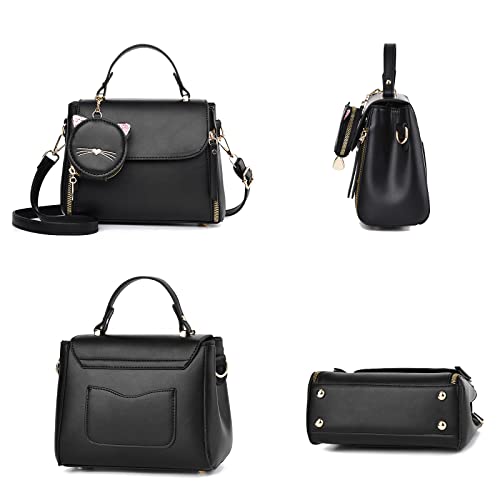 I IHAYNER Fashion Purses and Handbags for Women Top Handle Bag Girls Small Crossbody Shoulder Bag for Ladies with Kitty Purse3