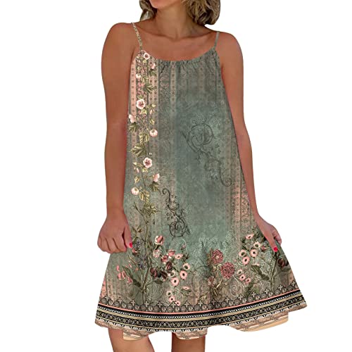 Robe de plage fleurie à volants col rond sans manches pour vacances d'été
